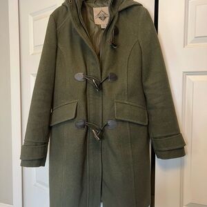 Green Duffle Toggle Coat